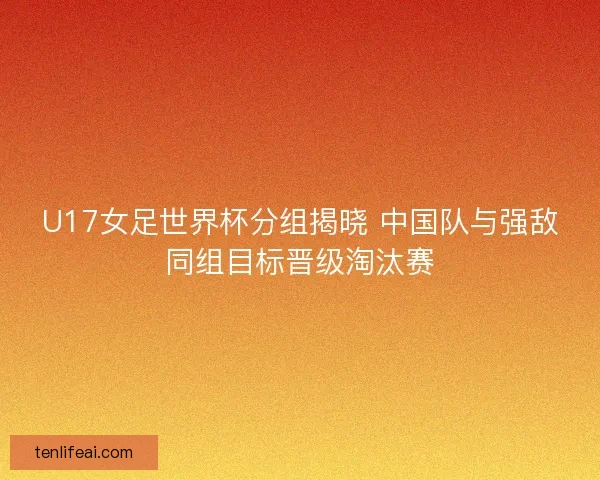 U17女足世界杯分组揭晓 中国队与强敌同组目标晋级淘汰赛