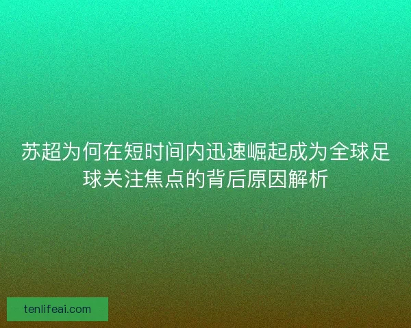 苏超为何在短时间内迅速崛起成为全球足球关注焦点的背后原因解析